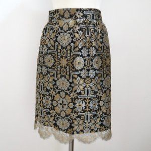 vtg 90s DEWILDE KOOS metallic lace straight skirt
